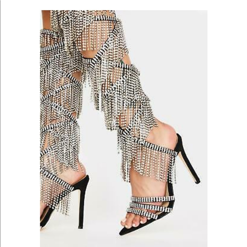****Sexy Azalea Wang Rhinestone Lace up Sandals***